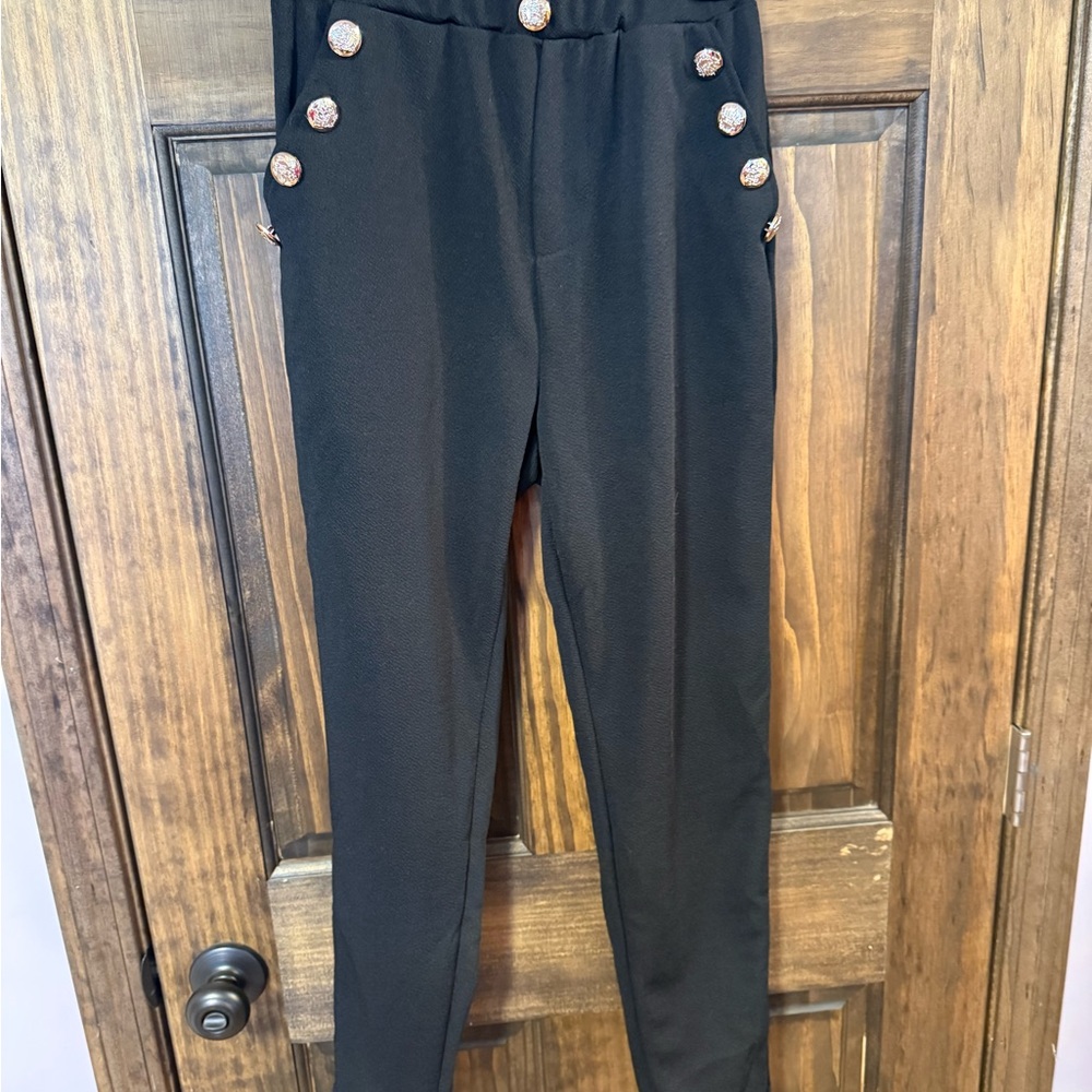 Amazon Black Kids Casual Bottoms with Button Accents